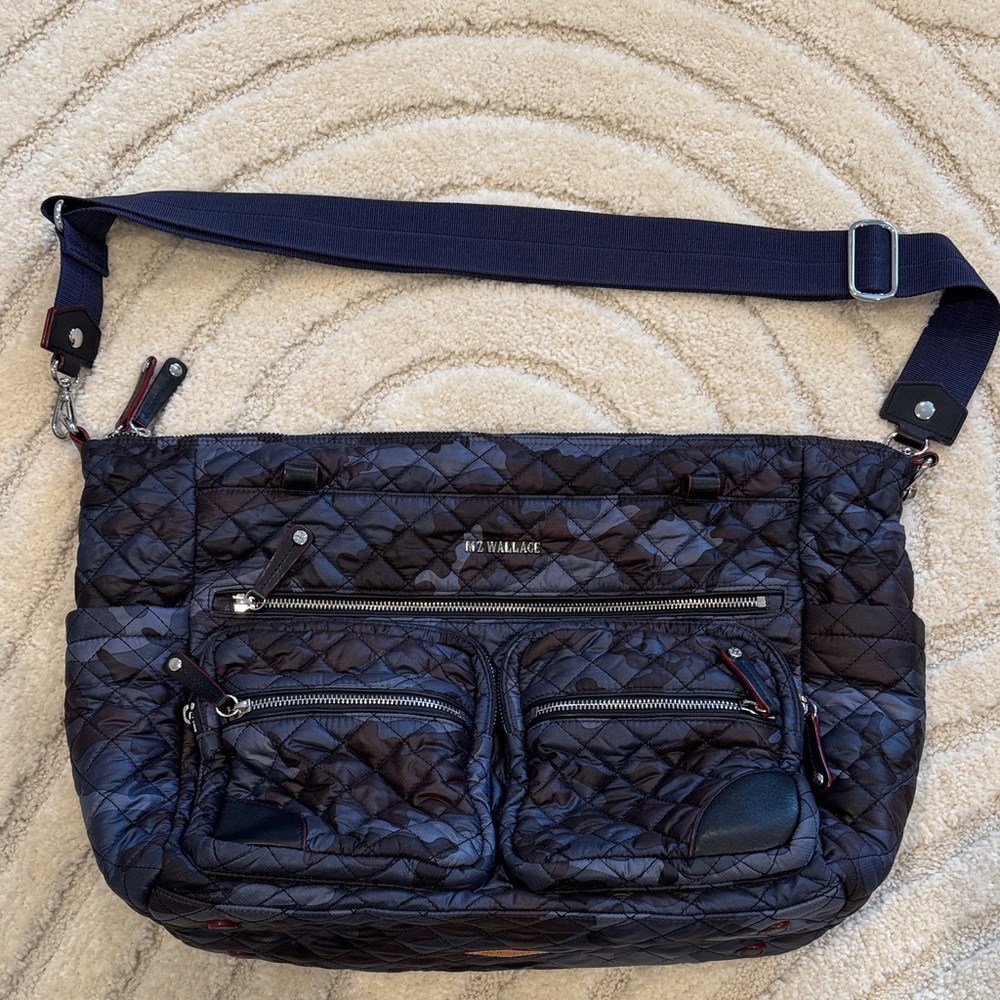 MZ Wallace Quilted Navy Camo Diaper Bag